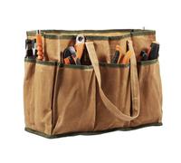 Tool Tote Bag Heavy Duty Waxed Canvas Garden Tool Bag 36x14x26.5cm 16oz Waterproof Portable 11 Pockets Gardening Tools Storage Organizer for Gardener Electrician Contractor Repairman(khaki)