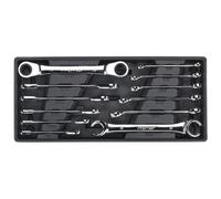 Sealey Tbt13 Tool Tray with Flare Nut and Ratchet Ring Spanner Set 12Pc