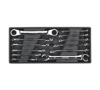 Tool Tray with Flare Nut & Ratchet Ring Spanner Set 12pc - Sealey TBT13 New
