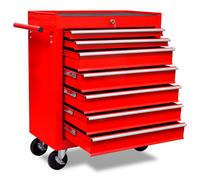 Tool Trolley 5-Drawer Red Steel Mobile Workshop Chest 690x330x772mm Lockable Pro