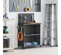 Tool Trolley Black 65 x 35 x 111 cm Powder-coated steel Berkfield Home Black One Size