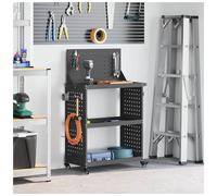 Tool Trolley Black 65x35x111cm Cold-Rolled Steel Mobile Cart with Locking Wheels