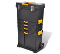 Tool Trolley Case Polypropylene Black Yellow 46x28x82cm 3-Drawer Portable Wheels