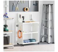 vidaXL Tool Trolley White 65 x 35 x 111 cm Cold-rolled Steel