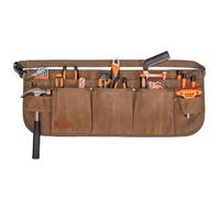 Tool Waist Apron, Heavy Duty Waxed Canvas Tool Belt, Waist Tool Belt with 10 Pockets and 2 Hammer Loops, Adjustable Length (Khaki)
