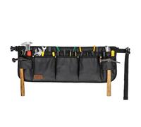 Tool Waist Apron, Heavy Duty Waxed Canvas Tool Belt, Waist Tool Belt with 10 Pockets and 2 Hammer Loops, Adjustable Length (Black)