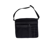 Tool Waist Bag 4 Pockets Black Canvas Tool Belt Bag 25 x 27.5 cm Small Repair Tools Storage Pouch for Carpenter Electrician Technician (Black)