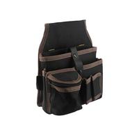 Tool Waist Pouch for High Capacity Storage 600D Polyester Fabric with Reinforced Bottom Adjustable Belt for Carpenters Contractors and Handymen Black+Brown