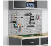 Tool Wall Panel Grey 100x1x60cm Engineered Wood & Steel Industrial Organizer Pro