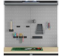 Tool Wall Panel Grey Engineered Wood & Steel 100x1x80cm Industrial Organizer Set