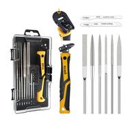TOOLAN: 8-In-1 Needle File & Saw Set With Storage box, 6 pcs Small Diamond Files, for Metal, Jewlers, Wood, Leather and Plastic, Ergonomic Designed Handle With Quick Change Mechanism