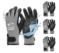 toolant 100% Waterproof Gloves Bulk Pack, 3 Pairs, Winter Work Gloves for Cold Weather, Touchsreen, Warm Freezer Gloves, Thermal Insulated, With Grip, Grey, Small