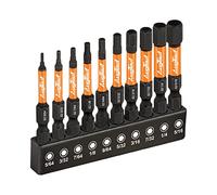 toolant 10pcs (SAE) 1/4' Hex-Shank S2 Steel Hex Bits Set, CNC Machined Tips with Magnetism, 2' Long with Storage Box
