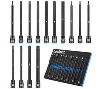 toolant 14pcs 3/8 Drive Extra Long Master Allen And Torx Bit Socket Set, Metric 9-14mm & SAE 1/8-3/8" Set, S2 Steel Air Drive Star Sockets, Professional Mechanic & Automotive Repair Socket Set