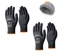 toolant 2 Pairs Winter Work Gloves for Men & Women, 3/4 Waterproof Freezer Gloves with Dual-Layer Latex Coating, Thermal Insulated for Cold Weather, Grip, Touchscreen, M, Black