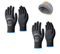 toolant 2 Pairs Winter Work Gloves for Men & Women, 3/4 Waterproof Freezer Gloves with Dual-Layer Latex Coating, Thermal Insulated for Cold Weather, Grip, Touchscreen, 2XL, Black