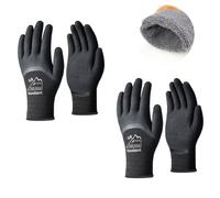 toolant 2 Pairs Winter Work Gloves for Men & Women, 3/4 Waterproof Freezer Gloves with Dual-Layer Latex Coating, Thermal Insulated for Cold Weather, Grip, Touchscreen, XL, Black
