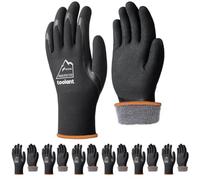 toolant 2 Pairs Winter Work Gloves for Men & Women, Freezer Gloves with Dual-Layer Sandy Latex, Super Durable & Grip, Insulated Liner for Cold Weather, Touchscreen, 2XL, Black