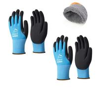 toolant 2 Pairs Winter Work Gloves for Men & Women, Freezer Gloves with Dual-Layer Sandy Latex, Super Durable & Grip, Insulated Liner for Cold Weather, Touchscreen, L, Blue