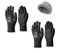 toolant 2 Pairs Winter Work Gloves for Men & Women, Freezer Gloves with Dual-Layer Sandy Latex, Super Durable & Grip, Insulated Liner for Cold Weather, Touchscreen, L, Black