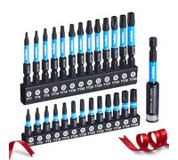 toolant 27PCS Impact Torx Bit Set TT7-TT40 S2 Steel Security Torx Gifts | S2 steel tamper-proof torx bits with precise tips deliver durability and secure fit for automotive and repair applications