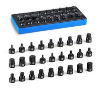 toolant 3/8"drive impact hex bit socket set 27PCS,Hex Drive, SAE/Metric, 5/32"-11/16",4mm-17mm, S2 Steel Air Drive Allen Socket set,Impact Grade，Anti-Roll Design