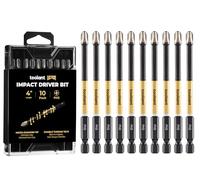 toolant 4 Inch Phillips Bit#3, Magnetic Anti Slip Impact Screwdriver Bits Set, 10pcs Impact Steel X2 PH3 Driver Dit Set with CNC Machined Tips for Impact Driver