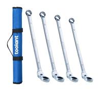 toolant 4PCS Extra Long Ratcheting Wrench Set, Gift for Men, Flex Head & Fixed Offset Head Double Box End Combination Wrench Set, CR-V Steel, Metric 21-24mm, 4PCS with Rolling Pouch