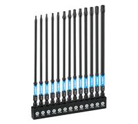 Toolant 6" Impact Long Torx Bit Set 13pcs (TT7-TT40), 1/4 Hex-Shank S2 Steel Security Torx With CNC Machined Tips, Tamper Proof Star, Magnetic Impact Holder and Storage Box