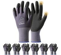toolant 6 Pairs Work Gloves MicroFoam Nitrile Coated, 15 Gauge Breathable Nylon with Grip in Wet & Oily Condition, Touchscreen, Certified Working Gloves Bulk for Gardening, Warehouse,Automotive,Gray,S