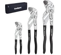 toolant 7/10/12-Inch Chrome Plated Pliers Wrench Set, CR-V Adjustable Wrenches with Anti-Rust Coating, Smooth Parallel Jaws, Comfort Grip, Storage Pouch for Home Repair, Plumbing, Nuts & Pipes