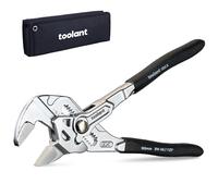 toolant 7-Inch Chrome Plated Pliers Wrench, CR-V Adjustable Wrench with Anti-Rust Coating, Smooth Parallel Jaws, Rubber Anti-Slip Grip and Storage Pouch for Home Repair, Plumbing, Nuts, Water Pipes