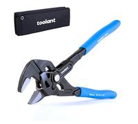 toolant 7-INCH Plier Wrench, CR-V Construction Adjustable Wrench With Pouch, Black Finish Smooth Jaw Pliers, Parallel Jaws with Comfortable Grips, Suitable for All Types of Nuts, Water Pipes, etc