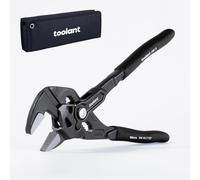 toolant 7-INCH Plier Wrench, CR-V Construction Adjustable Wrench With Pouch, Black Finish Smooth Jaw Pliers, Parallel Jaws with Comfortable Grips, Suitable for All Types of Nuts, Water Pipes, etc