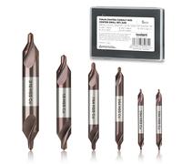 toolant Center Drill Bit Set, TiAlN Coated Cobalt M35 HSS Centering Drill Bit for Stainless Steel, Carbon Steel, Alloy Steel, Cast Iron, Copper, Other Hard Metals, #1-5, SAE 3/64"-3/16" (6pcs)