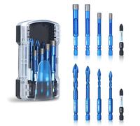 toolant Diamond Drill Bits Set 10PCS, Glass Drill Bits for Drilling Holes in Glass，Procelain,Ceramic and Tile, Tile Drill Bit with 1/4 Inch Quick Change Hex Shank,3/16"-3/8"