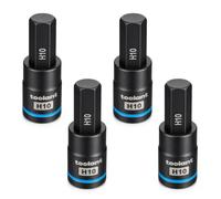 toolant Hex H10 Impact Bit Socket Set 4pcs, 3/8" S2 Steel Air Drive Star Sockets, Long High Impact Bits, Professional Mechanic & Automotive Repair Socket Set
