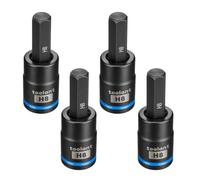 toolant Hex H8 Impact Bit Socket Set 4pcs, 3/8" S2 Steel Air Drive Star Sockets, Long High Impact Bits, Professional Mechanic & Automotive Repair Socket Set