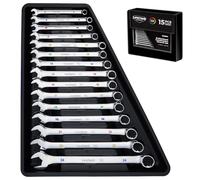 toolant Max Grip 15pcs Professional Metric Combination Wrench Set with Long Pattern Offset Heads Anti-Slip Teeth & Color-Coded Markings for Machinist, Auto, Maintenance, DIYer