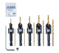 toolant Silence Combination Countersink Drill Bits Set Adjustable, #4, #6, #8, #10, #12, High-Speed Steel Counter Sink Drill Bit for US Wood Screw