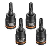 toolant Torx T30 Impact Bit Socket Set 4pcs, 3/8" S2 Steel Air Drive Star Sockets, Long High Impact Bits, Professional Mechanic & Automotive Repair Socket Set