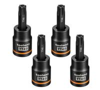 toolant Torx T40 Impact Bit Socket Set 4pcs, 3/8" S2 Steel Air Drive Star Sockets, Long High Impact Bits, Professional Mechanic & Automotive Repair Socket Set