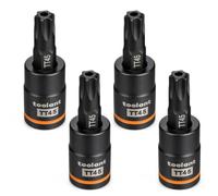 toolant Torx T45 Impact Bit Socket Set 4pcs, 3/8" S2 Steel Air Drive Star Sockets, Long High Impact Bits, Professional Mechanic & Automotive Repair Socket Set