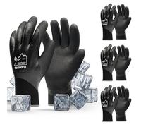 toolant Waterproof Gloves Bulk Pack for Men and Women, 3 Pairs, Freezer Gloves with Grip, Double Nitrile Dipped for Extreme Oil Repellent, for Construction, Mechanics, Mining, Plumbing, Black, Medium