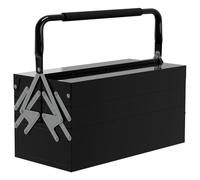 Toolbox Black Steel 45x22.5x34.5cm 3-Tier 5-Tray Foldable Carry Handle Pro