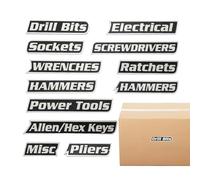 Toolbox Labels | 3D Printed 12-Piece Strong Magnetic - Easy to Read Printed Magnetic Labels - For Identification and Organisation for Garage Workshop Car