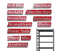 Toolbox Labels - Easy to Read Printing, Strong 3D Printed Magnetic ID Labels 12 Pieces | Magnetic Stickers for Locker, Workshop, Garage, Repair