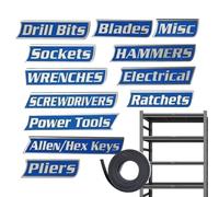 Toolbox Labels Magnetic - 12 Piece Reusable Sticker Set, Magnet Adhesive Tags, Durable Drawer Identification System | Organization Classification Garage Cabinet Workshop Cart Storage