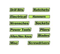 Toolbox Labels - Steel Pack of 12 | Magnetic Steel Organization Labels with Marking, Classification and Strong Magnet | Garage, Workshop, Organization