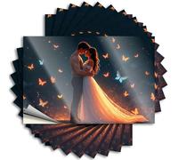 Toolbox Stickers and Decals A Couple Embraces Under A Sky Filled with Glowing Butterflies. Stickers 10Pcs Car Warning Sticker Sticker for Car Window(12X18CM)